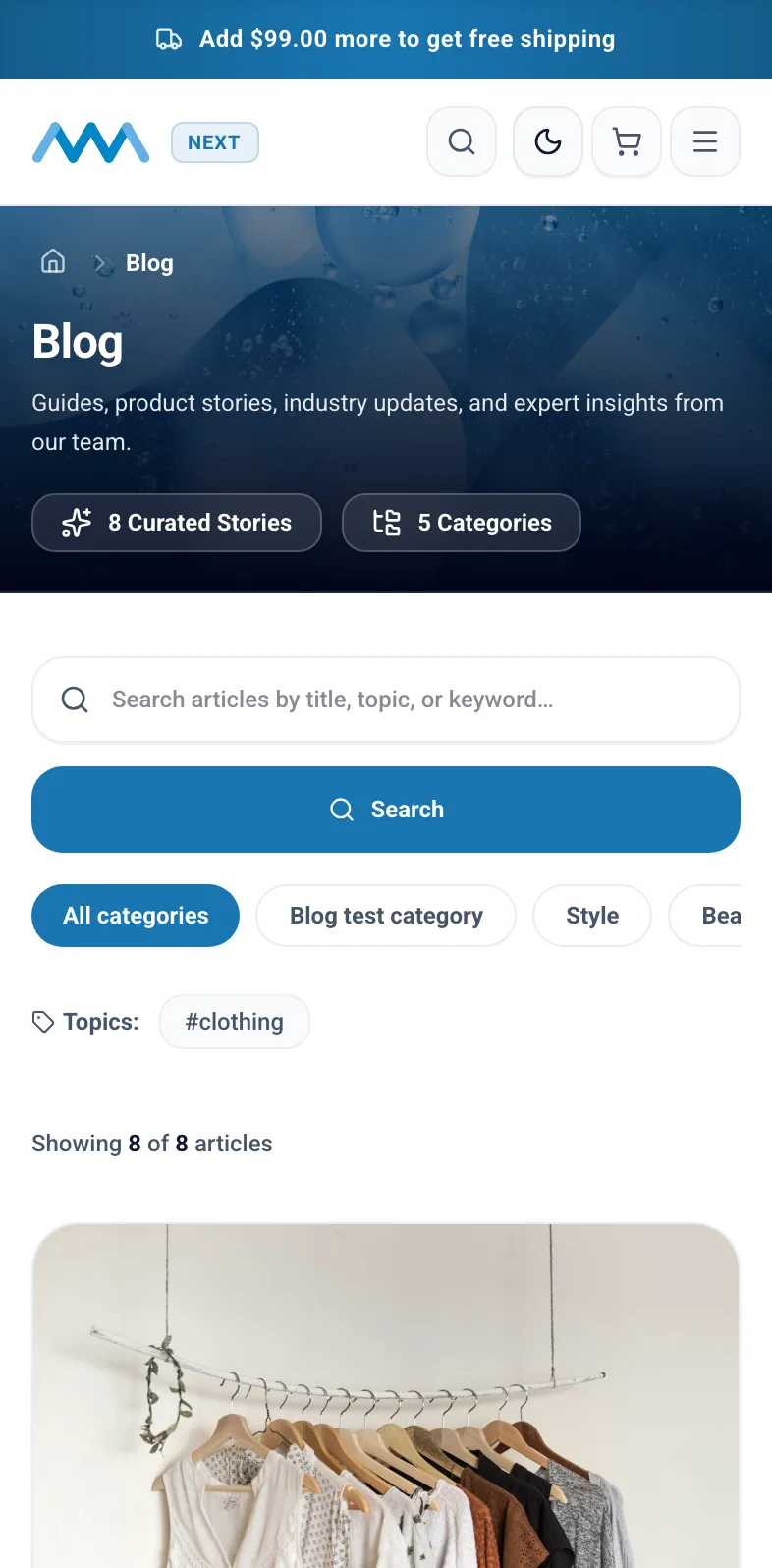 Storefront blog on mobile